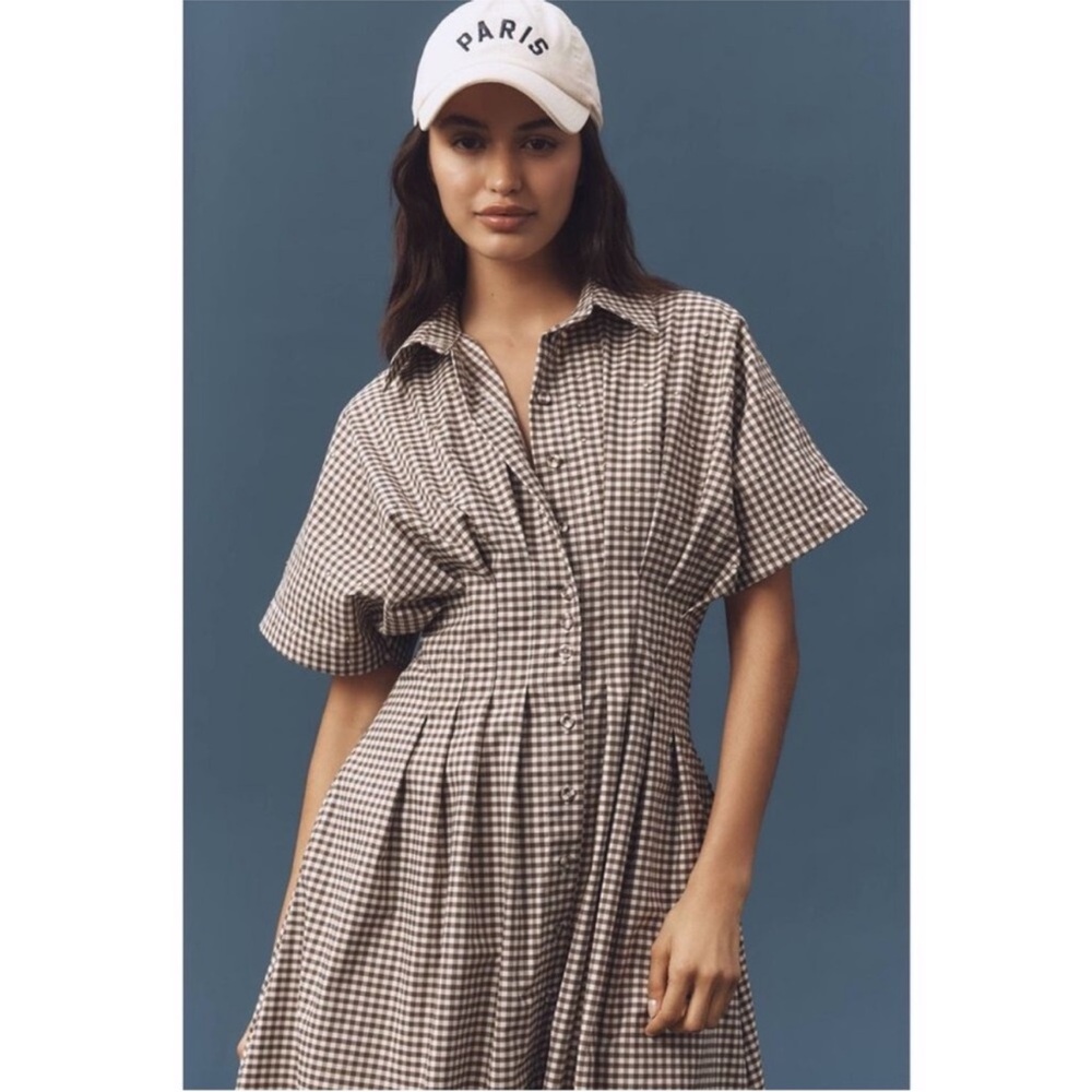 New Anthropologie x Exquise The Tobie Brown Shirt Dress Cottagecore peasant - Picture 2 of 4